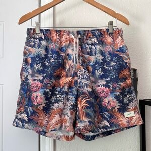 NWT BATHER men's multicolor tropical Hawaiian printed pull on swim trunks shorts